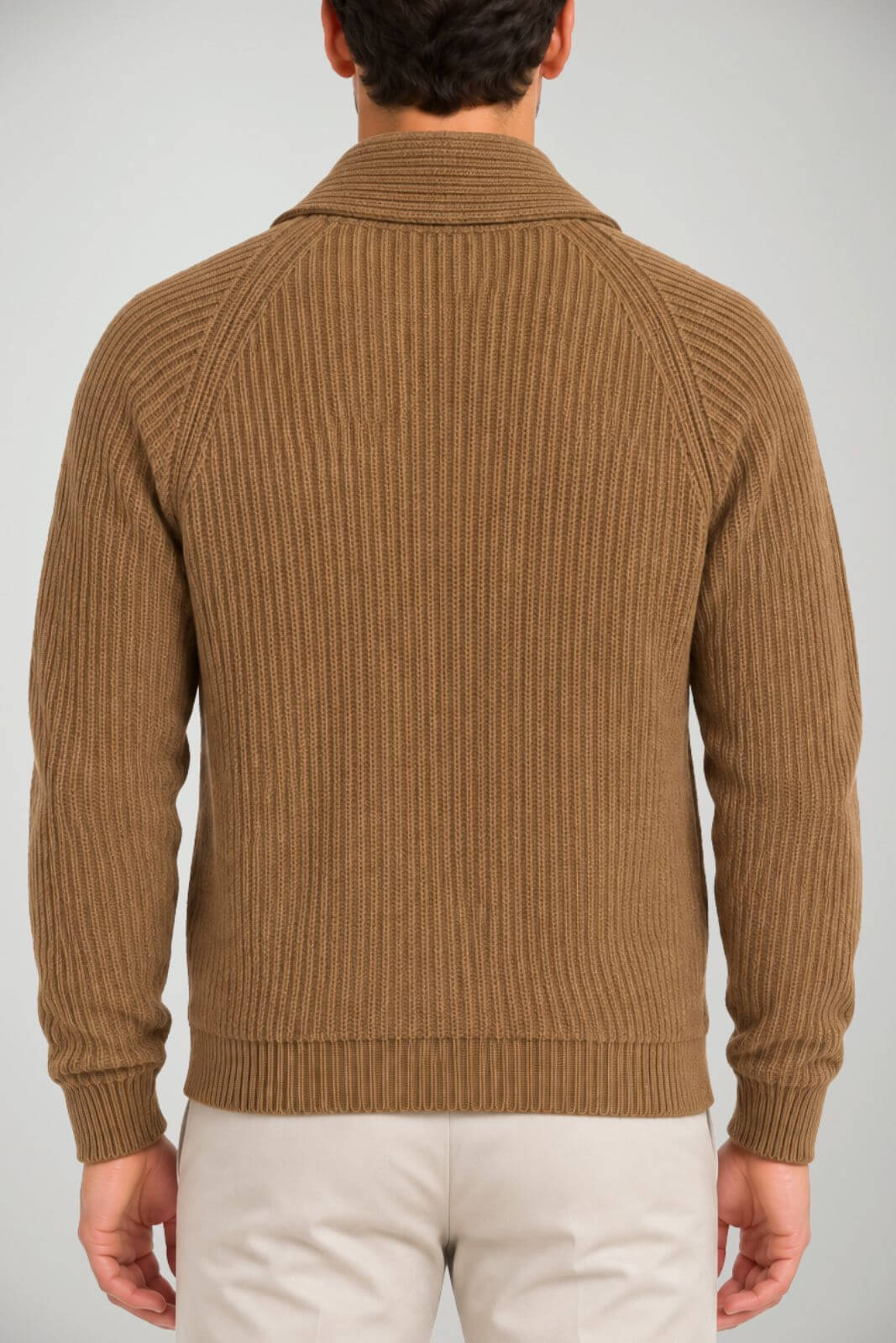 Blu Cashmere Cardigan Uomo a costa inglese / Biscotto