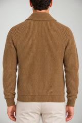 Blu Cashmere Cardigan Uomo a costa inglese / Biscotto