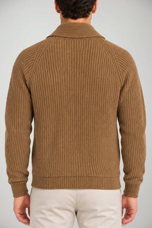 Blu Cashmere Cardigan Uomo a costa inglese / Biscotto