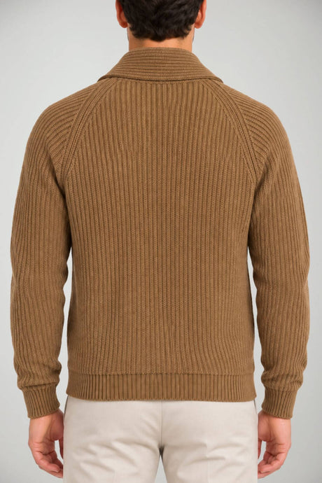 Blu Cashmere Cardigan Uomo a costa inglese / Biscotto