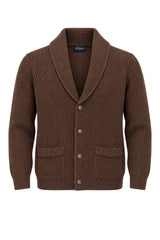 Blu Cashmere Cardigan Uomo a costa inglese / Cioccolato