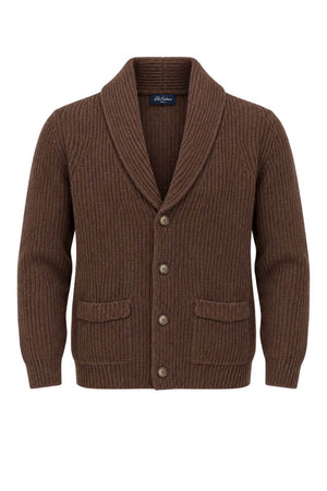 Blu Cashmere Cardigan Uomo a costa inglese / Cioccolato