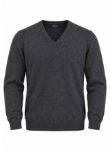 Blu Cashmere Maglia Uomo scollo a V / Antracite