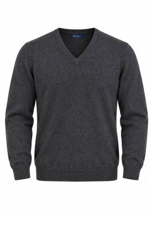 Blu Cashmere Maglia Uomo scollo a V / Antracite