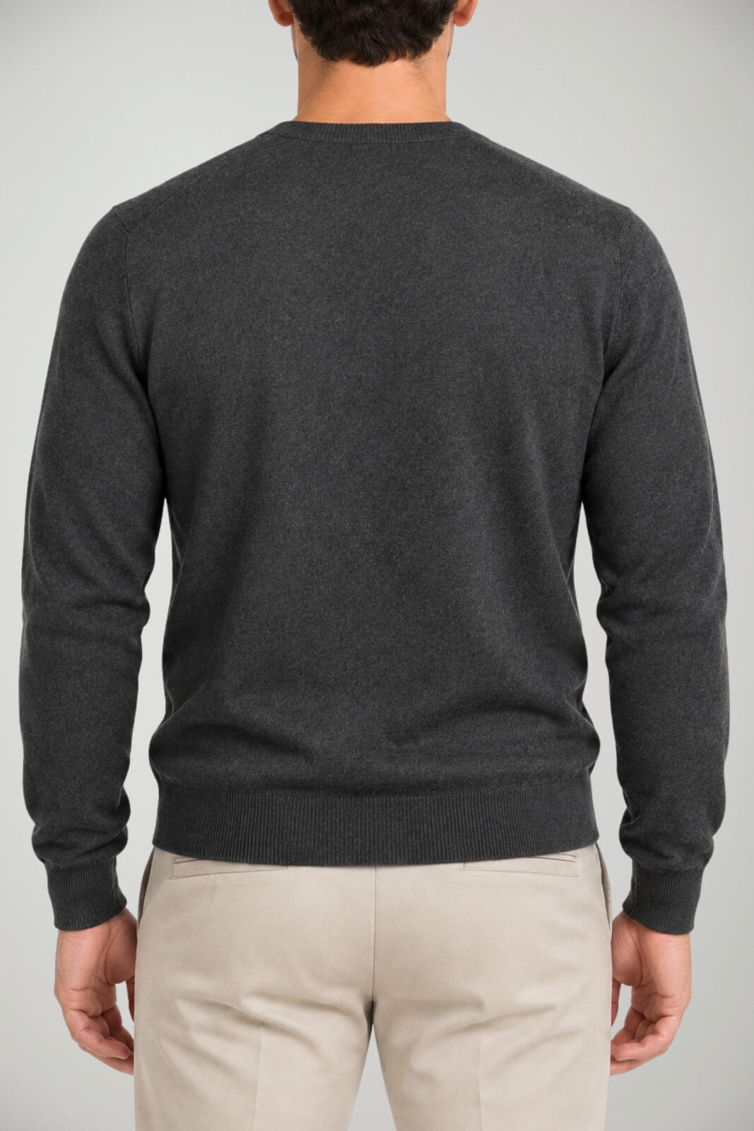 Blu Cashmere Maglia Uomo scollo a V / Antracite