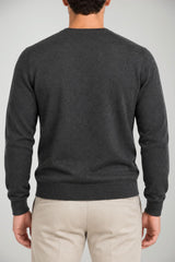 Blu Cashmere Maglia Uomo scollo a V / Antracite