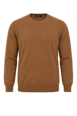 Blu Cashmere Maglia Uomo a girocollo / Caramello
