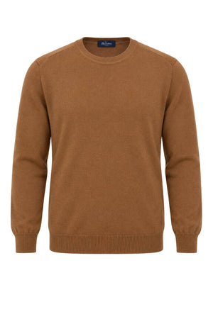 Blu Cashmere Maglia Uomo a girocollo / Caramello
