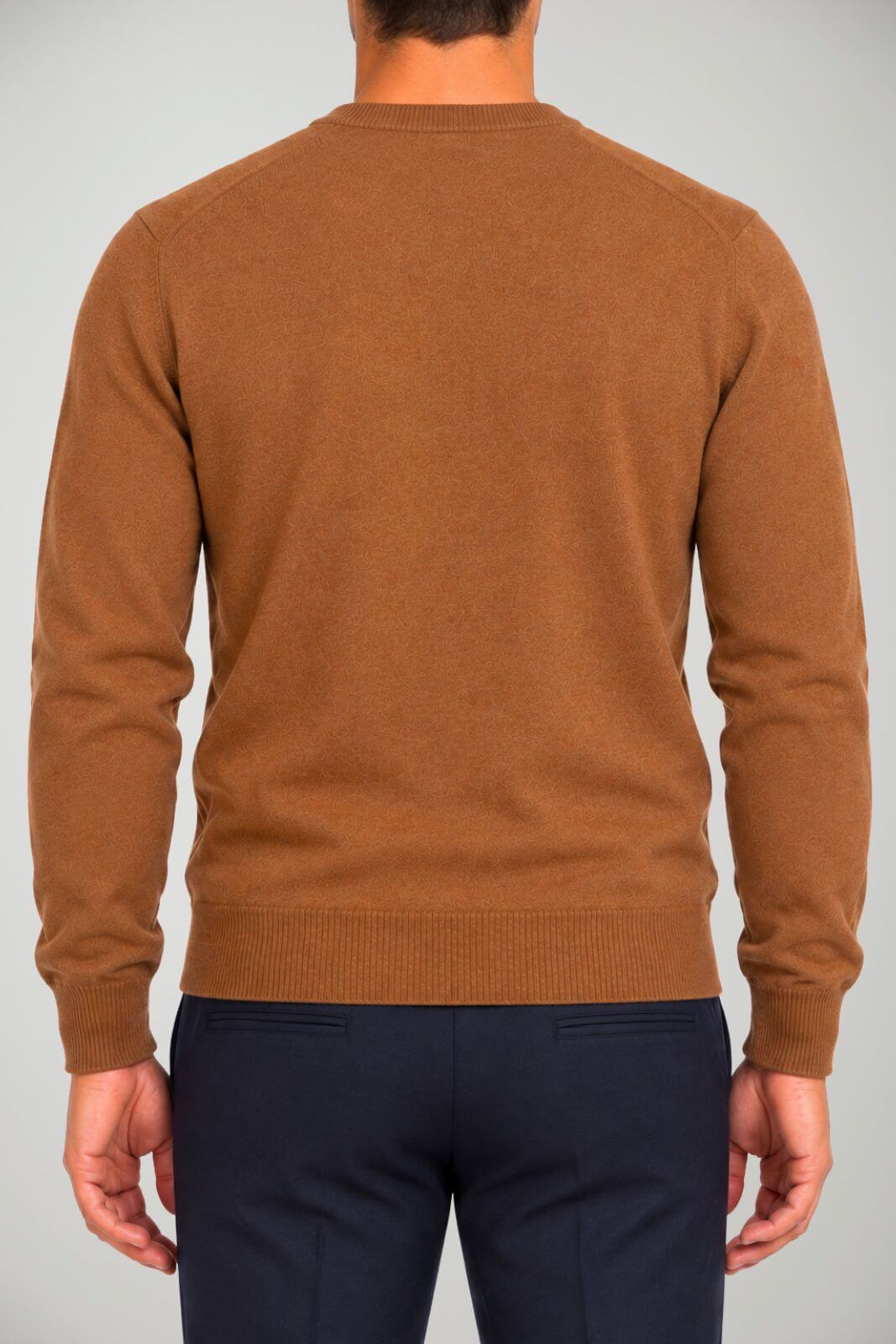 Blu Cashmere Maglia Uomo a girocollo / Caramello