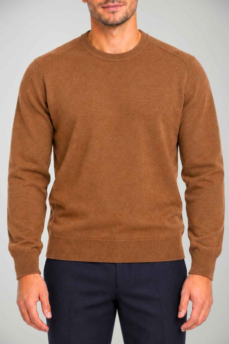 Blu Cashmere Maglia Uomo a girocollo / Caramello