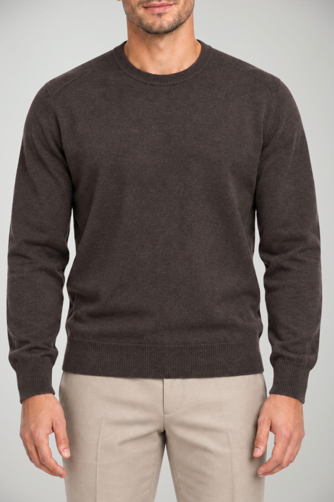 Blu Cashmere Maglia Uomo a girocollo / Marrone