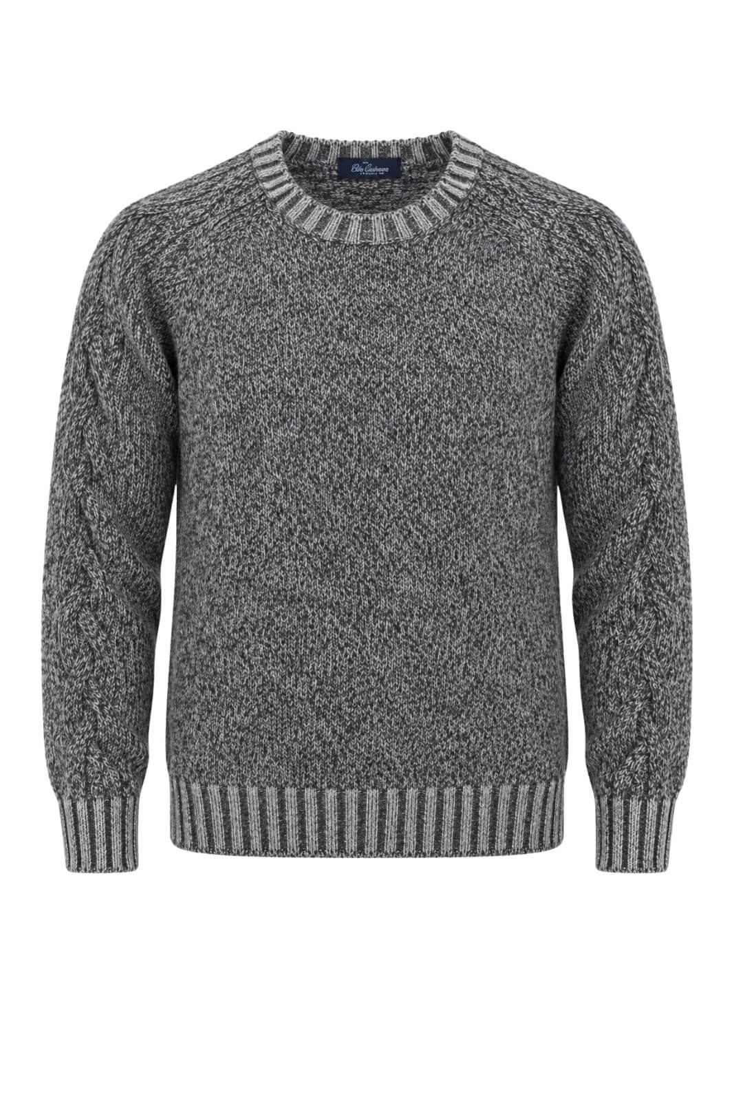 Blu Cashmere Maglia Uomo a girocollo in muliné / Grigio