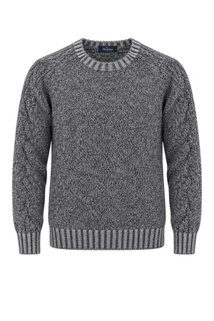 Blu Cashmere Maglia Uomo a girocollo in muliné / Grigio