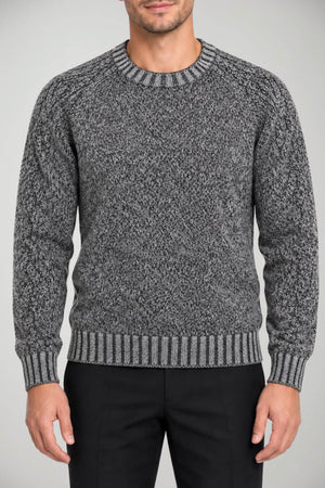 Blu Cashmere Maglia Uomo a girocollo in muliné / Grigio