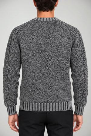 Blu Cashmere Maglia Uomo a girocollo in muliné / Grigio