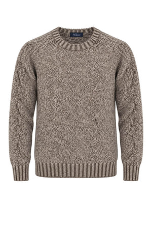 Blu Cashmere Maglia Uomo a girocollo in muliné / Marrone