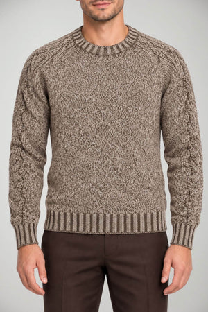 Blu Cashmere Maglia Uomo a girocollo in muliné / Marrone