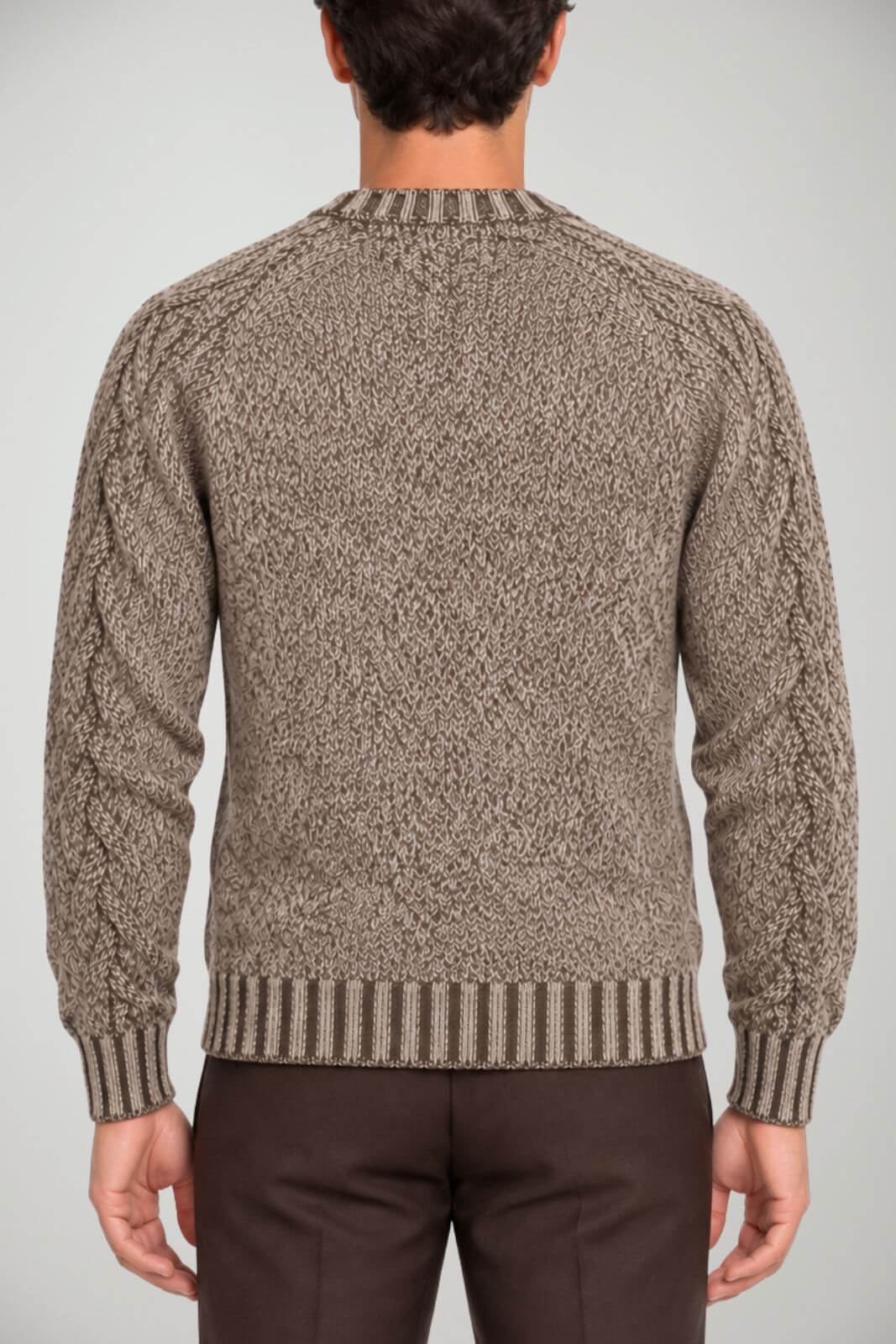 Blu Cashmere Maglia Uomo a girocollo in muliné / Marrone