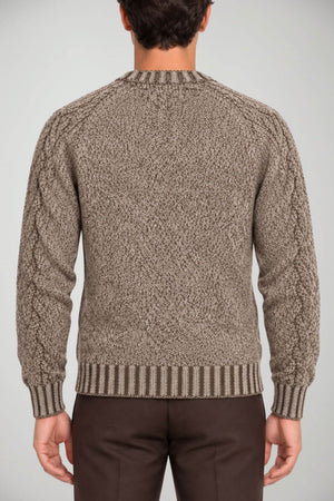 Blu Cashmere Maglia Uomo a girocollo in muliné / Marrone