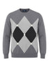 Blu Cashmere Maglia Uomo con intarsi a rombi / Grigio