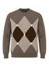 Blu Cashmere Maglia Uomo con intarsi a rombi / Tortora