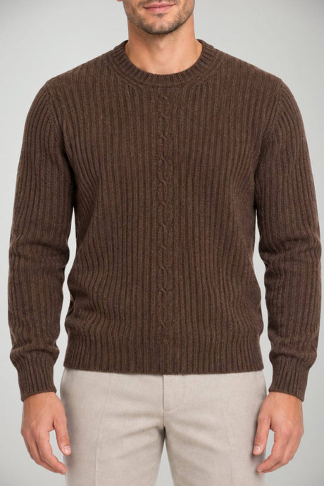 Blu Cashmere Maglia Uomo a coste / Cioccolato
