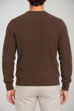 Blu Cashmere Maglia Uomo a coste / Cioccolato