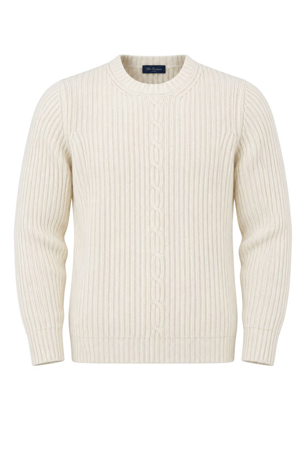 Blu Cashmere Maglia Uomo a coste / Panna