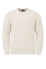 Blu Cashmere Maglia Uomo a coste / Panna