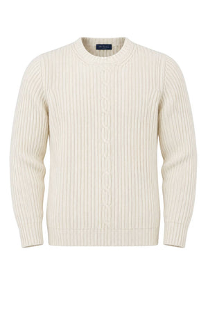Blu Cashmere Maglia Uomo a coste / Panna
