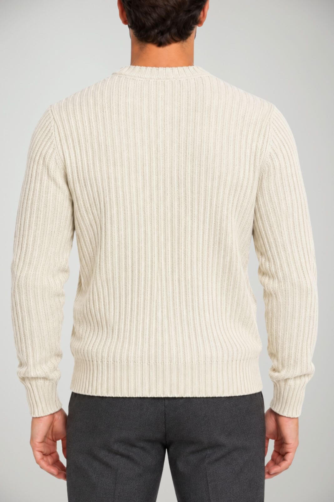 Blu Cashmere Maglia Uomo a coste / Panna