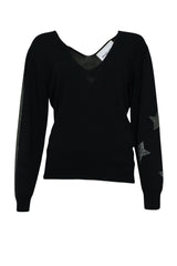 Maglia donna Brand Unique con scollo a V e strass fronte