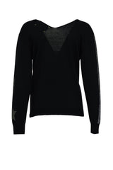 Maglia donna Brand Unique con scollo a V e strass retro