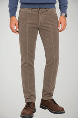 Briglia 1949 Pantaloni Uomo Chino Velluto in Microlavorazione Slim Fit