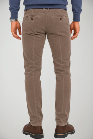Briglia 1949 Pantaloni Uomo Chino Velluto in Microlavorazione Slim Fit