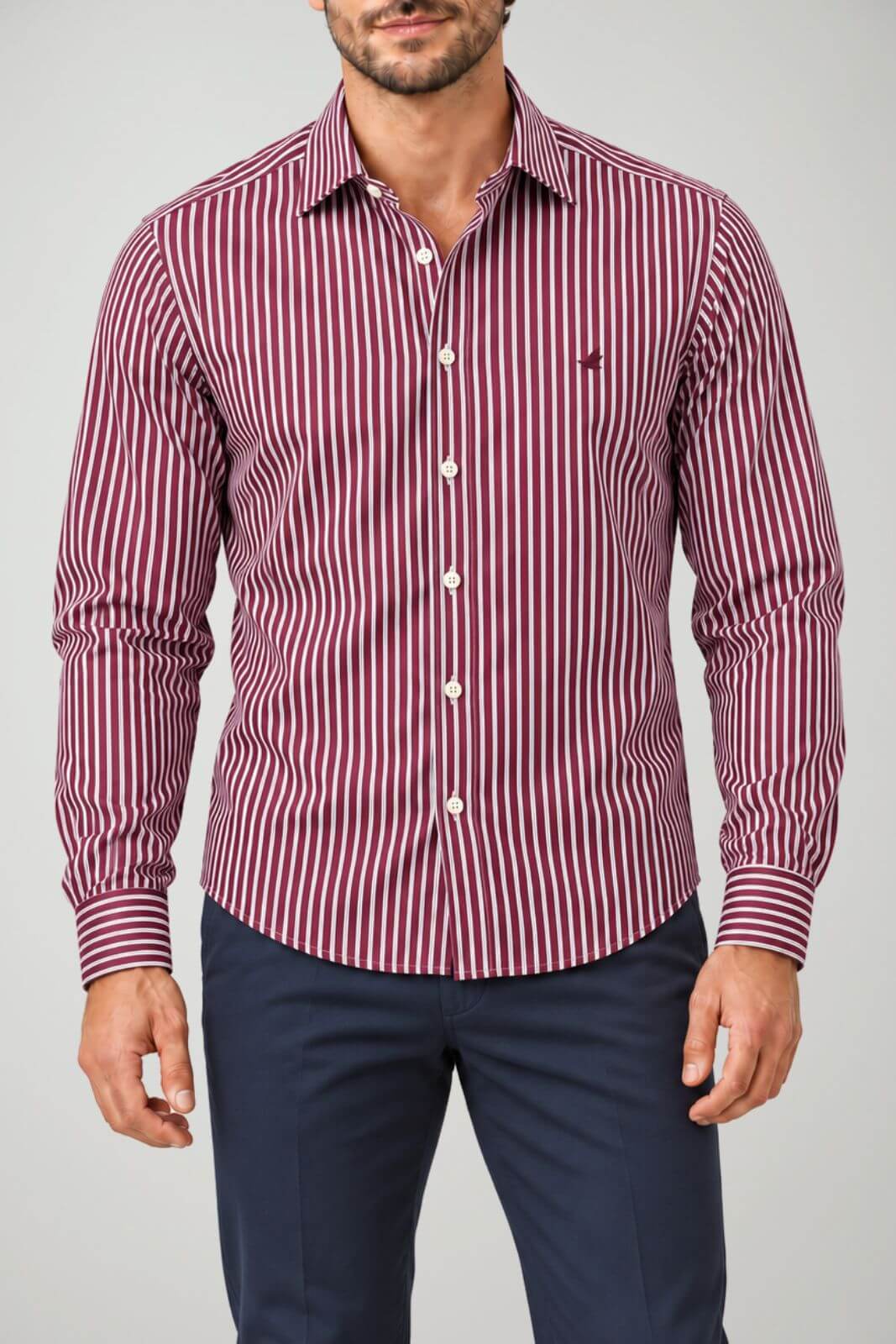 Brooksfield Camicia Uomo Slim Fit Striped / Bordeaux