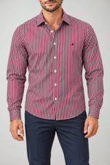 Brooksfield Camicia Uomo Slim Fit Striped / Bordeaux