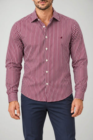 Brooksfield Camicia Uomo Slim Fit Striped / Bordeaux