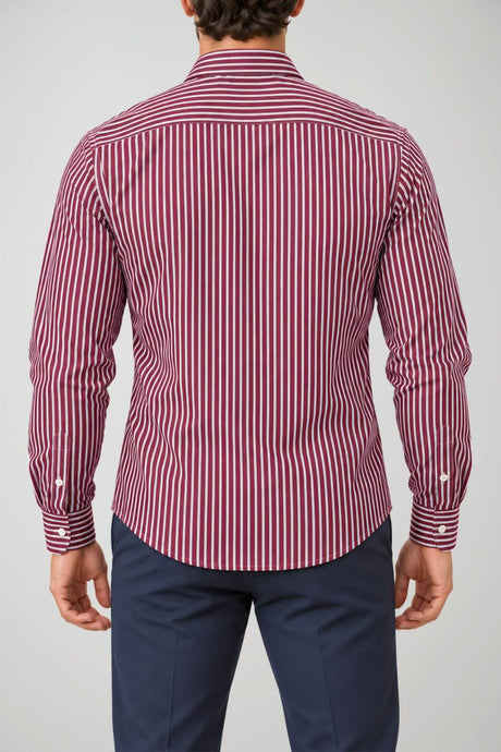 Brooksfield Camicia Uomo Slim Fit Striped / Bordeaux