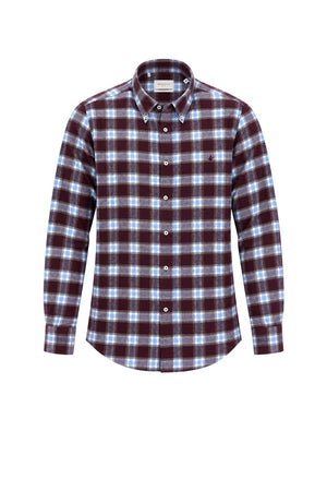 Brooksfield Camicia Uomo Slim Fit Check in flanella