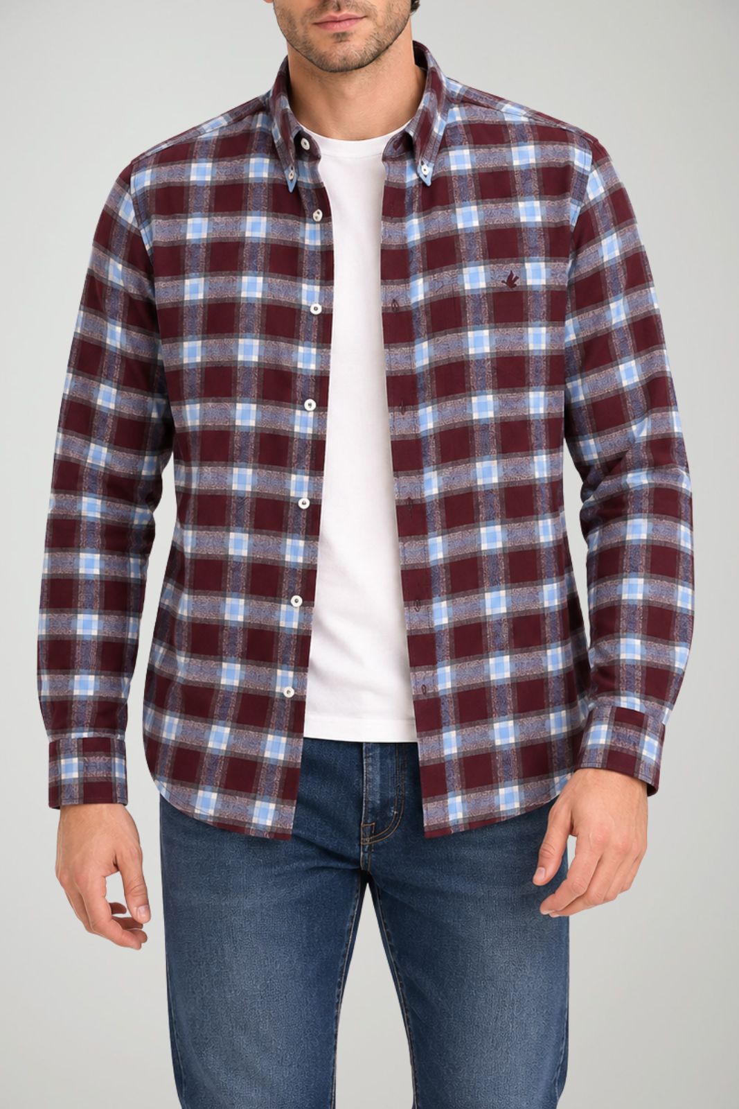 Brooksfield Camicia Uomo Slim Fit Check in flanella