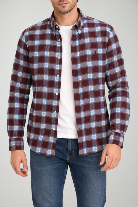 Brooksfield Camicia Uomo Slim Fit Check in flanella