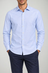Brooksfield Camicia Uomo Slim Fit micropattern / Azzurro
