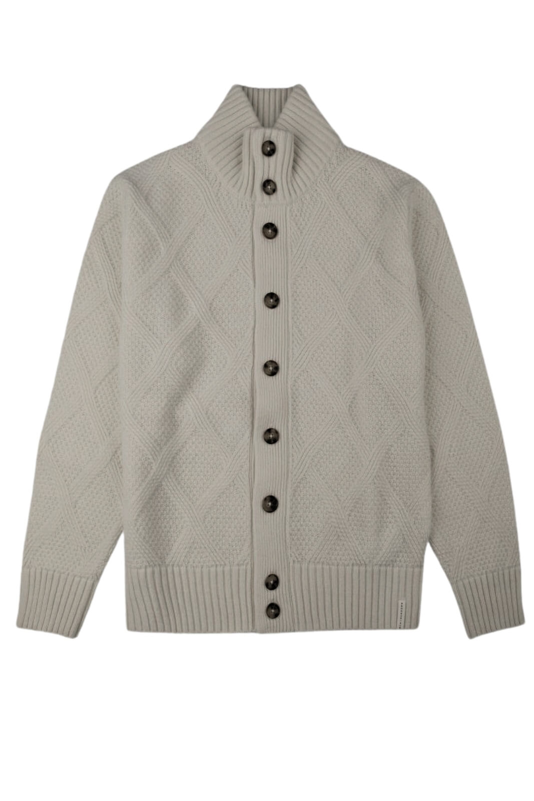 Cardigan da uomo Brooksfield in lana collo alto fronte grigio