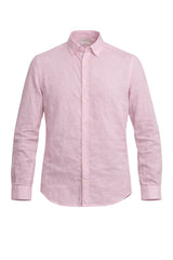 Camicia da uomo Brooksfield in lino a maniche lunghe con logo