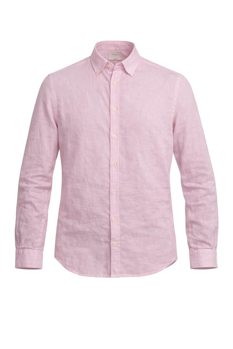 Camicia da uomo Brooksfield in lino a maniche lunghe con logo