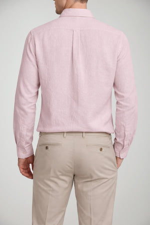 Camicia da uomo Brooksfield in lino a maniche lunghe con logo