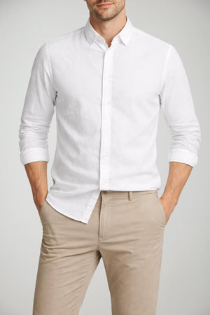 Camicia da uomo Brooksfield in lino a maniche lunghe