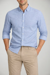 Camicia da uomo Brooksfield in lino a maniche lunghe