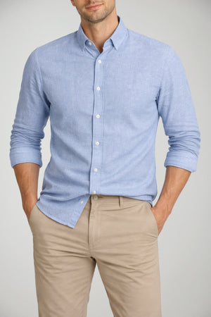 Camicia da uomo Brooksfield in lino a maniche lunghe